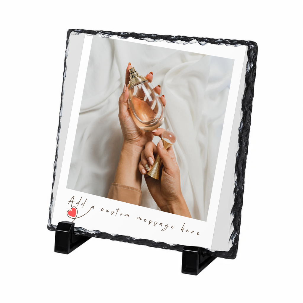Personalised minimal white snapshot photo slate - white background with example photo