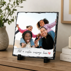 Personalised full photo torn paper message photo slate - console display with example photo