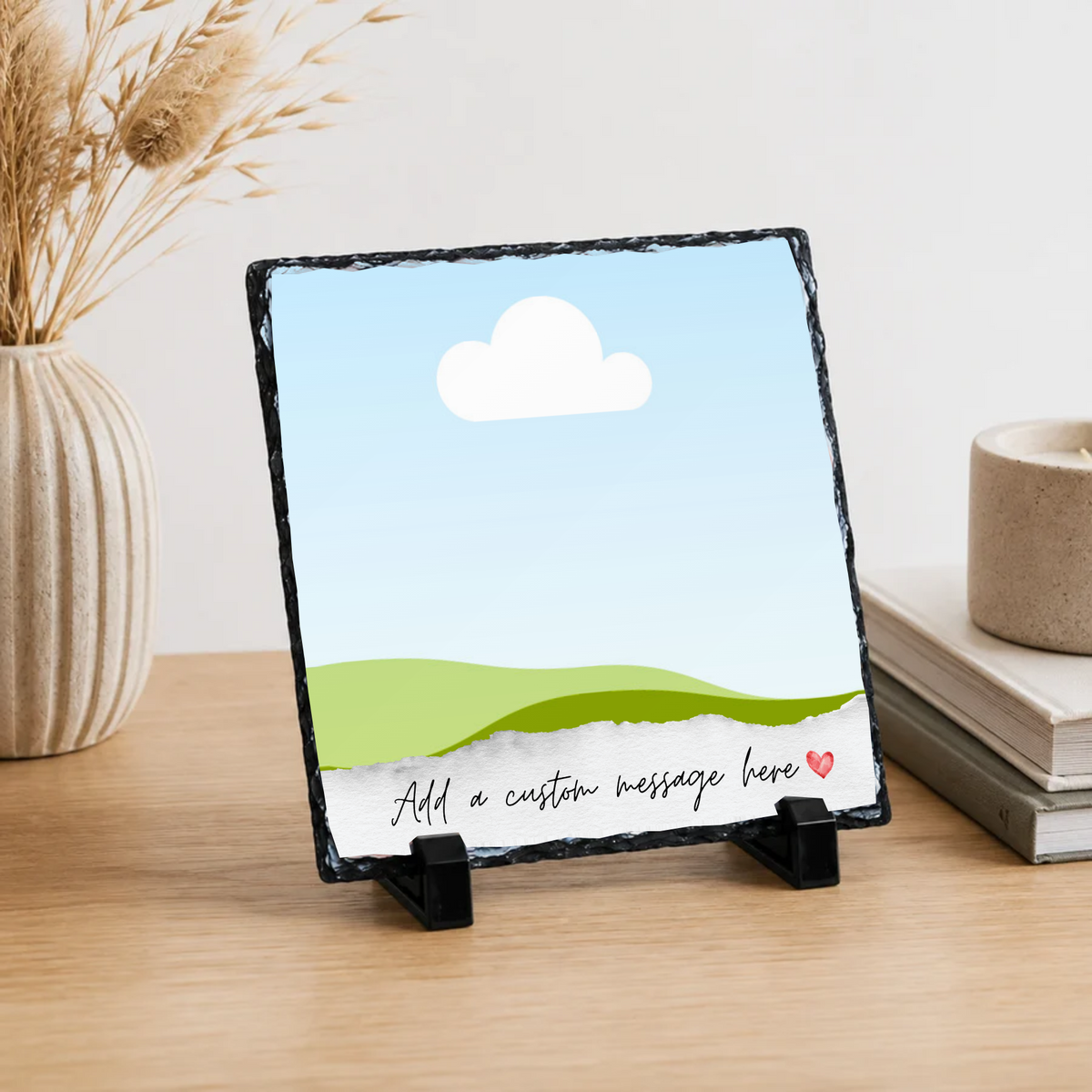Personalised full photo torn paper message photo slate - lifestyle placement with photo placeholders