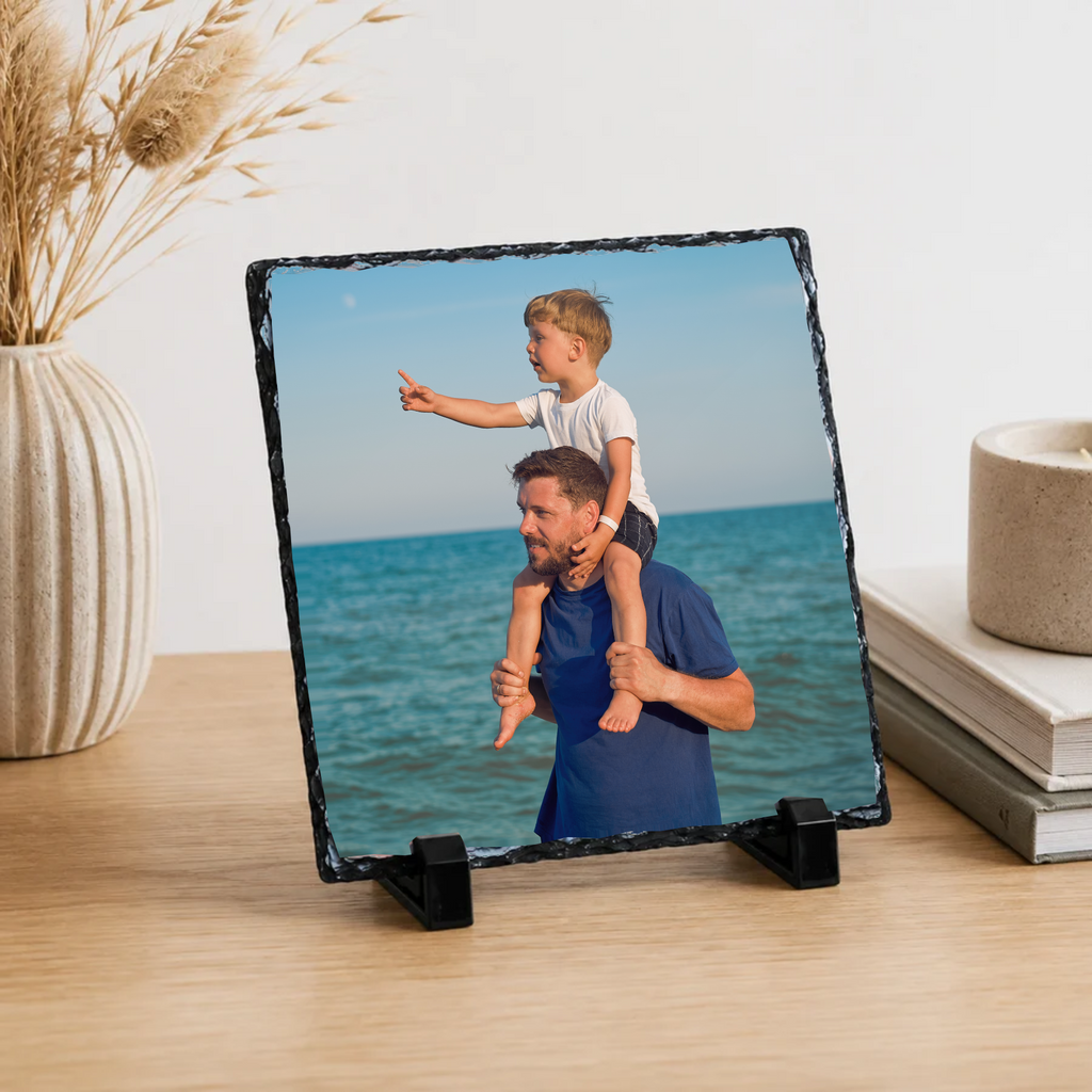 Personalised simple full photo slate - lifestyle display with example photo