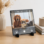 Personalised phone camera style photo slate - lifestyle display with example photo
