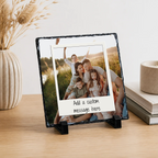 Personalised layered snapshot frame photo slate - lifestyle display with example photo