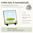 Personalised layered snapshot frame photo slate - size, material and personalisation details with photo placeholders