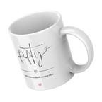 50th Birthday Mug – angled view