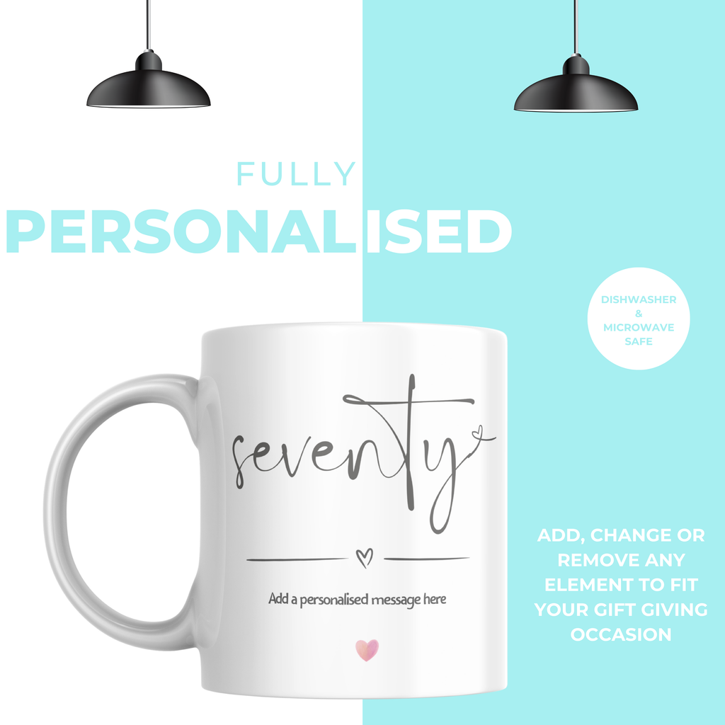 70th Birthday Mug – personalisation information