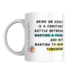 Adulting Drink or Run Mug – front view