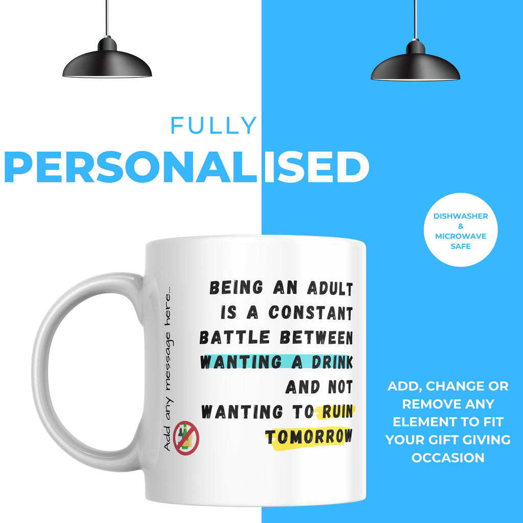 Adulting Drink or Run Mug – personalisation information