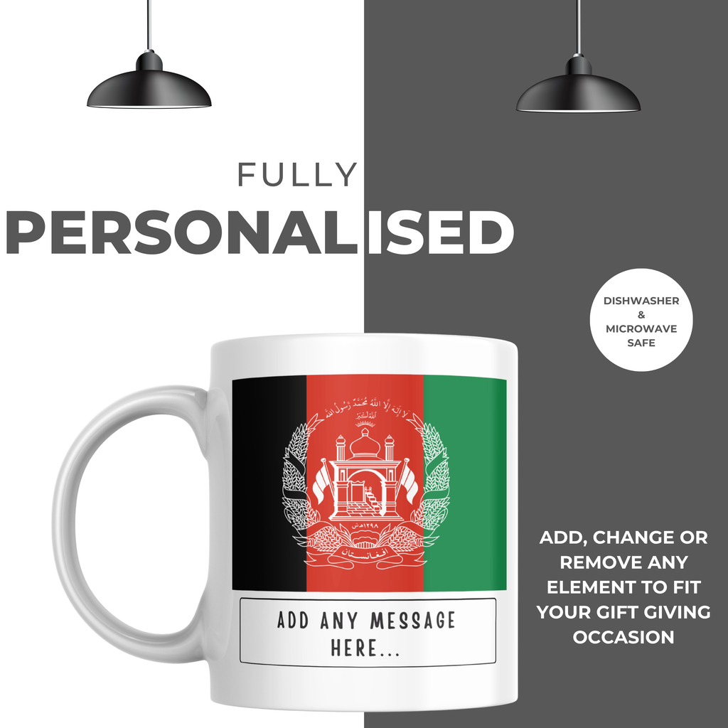 Personalised Afghanistan flag mug – personalisation and care information