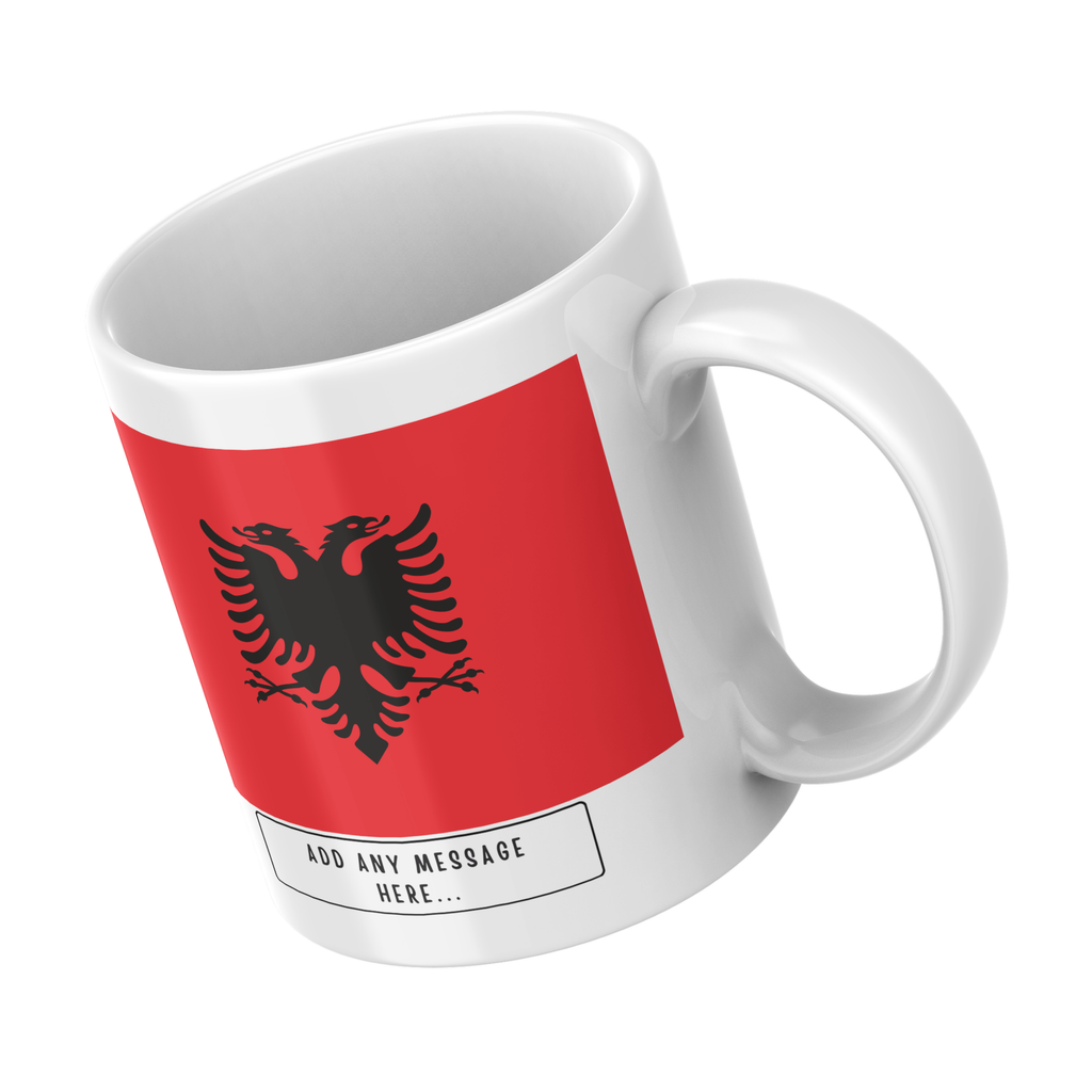 Personalised Albania flag mug – angled view