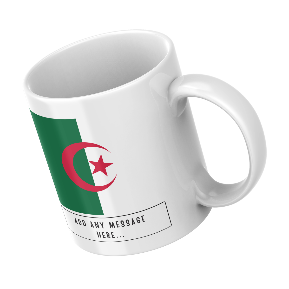 Personalised Algeria flag mug – angled view