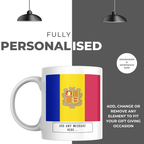 Personalised Andorra flag mug – personalisation and care information