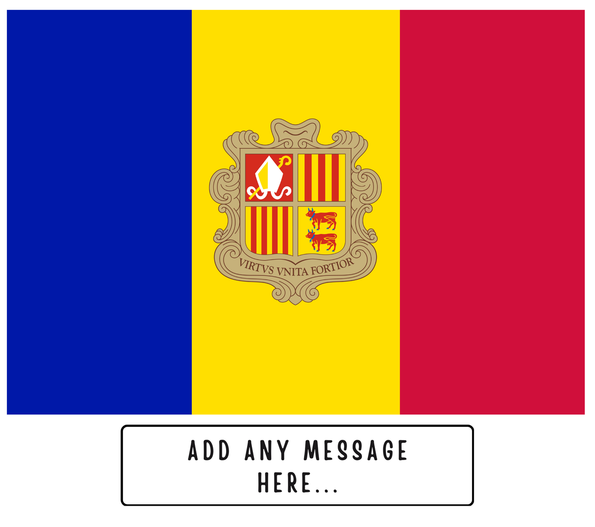 Personalised Andorra flag mug – flat source artwork with space for a personalised message