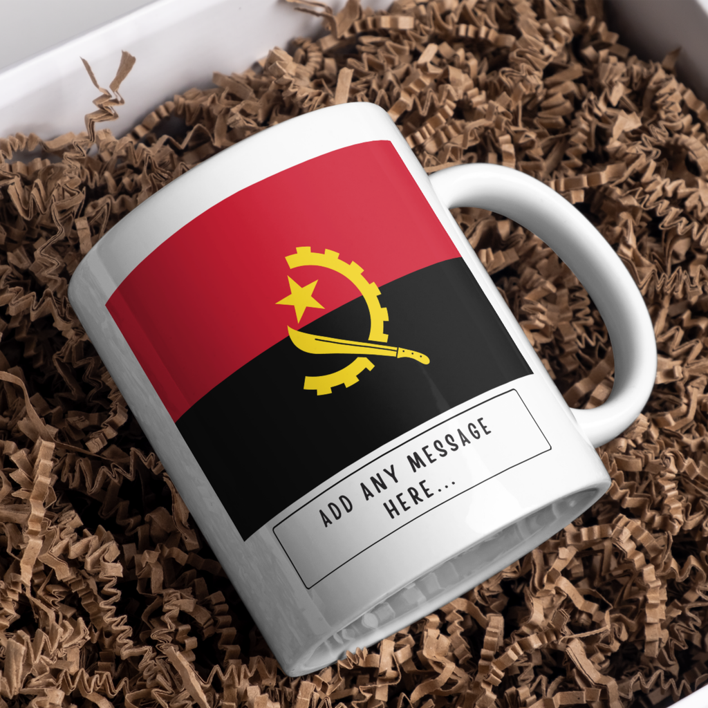 Personalised Angola flag mug – gift presentation on paper packing