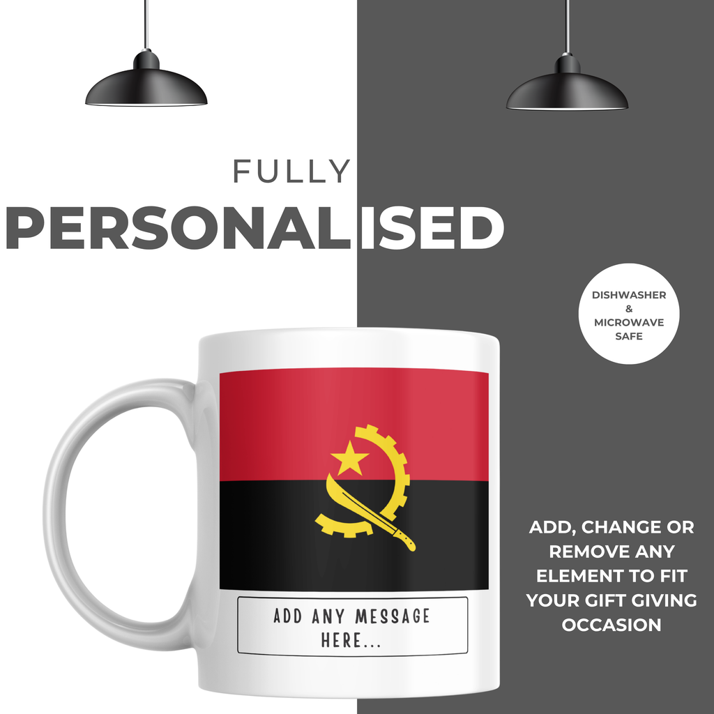 Personalised Angola flag mug – personalisation and care information