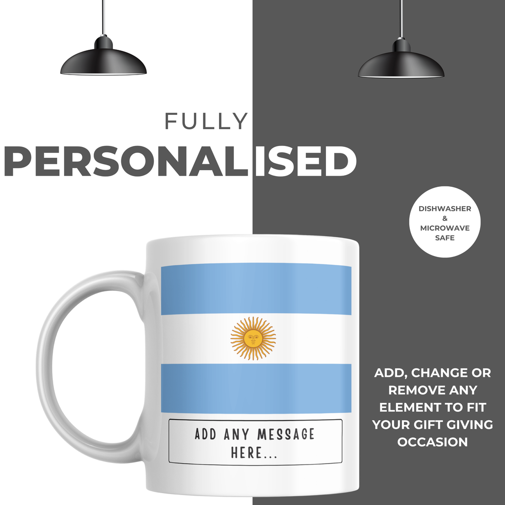 Personalised Argentina flag mug – personalisation and care information