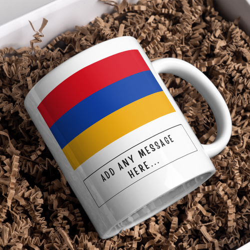 Personalised Armenia flag mug – gift presentation on paper packing