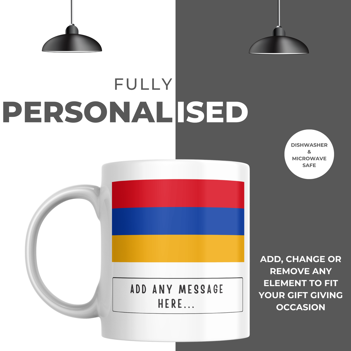 Personalised Armenia flag mug – personalisation and care information