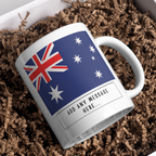 Personalised Australia flag mug – gift presentation on paper packing