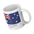 Personalised Australia flag mug – angled view