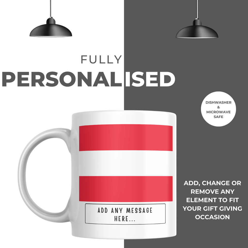 Personalised Austria flag mug – personalisation and care information
