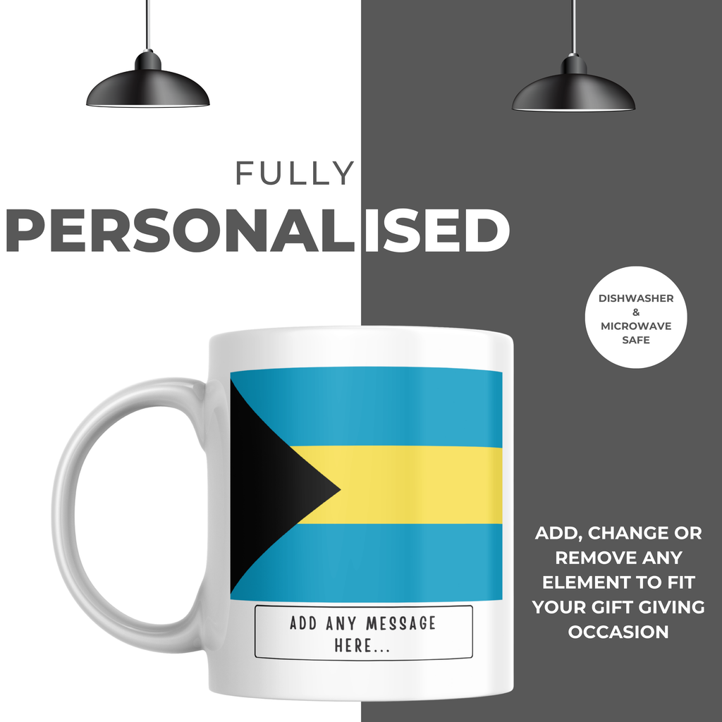 Personalised Bahamas flag mug – personalisation and care information