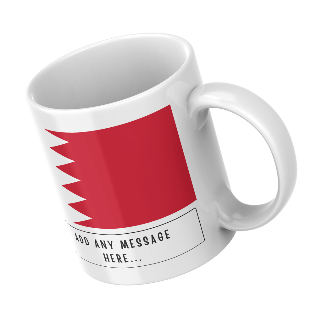 Personalised Bahrain flag mug – angled view