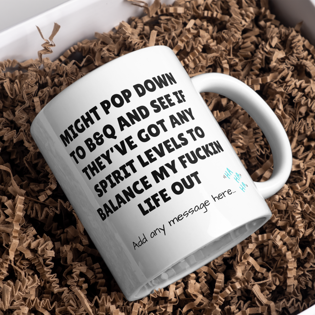 Balance My Life Spirit Level Mug – gift presentation on paper packing