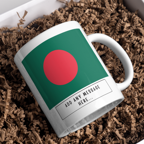 Personalised Bangladesh flag mug – gift presentation on paper packing