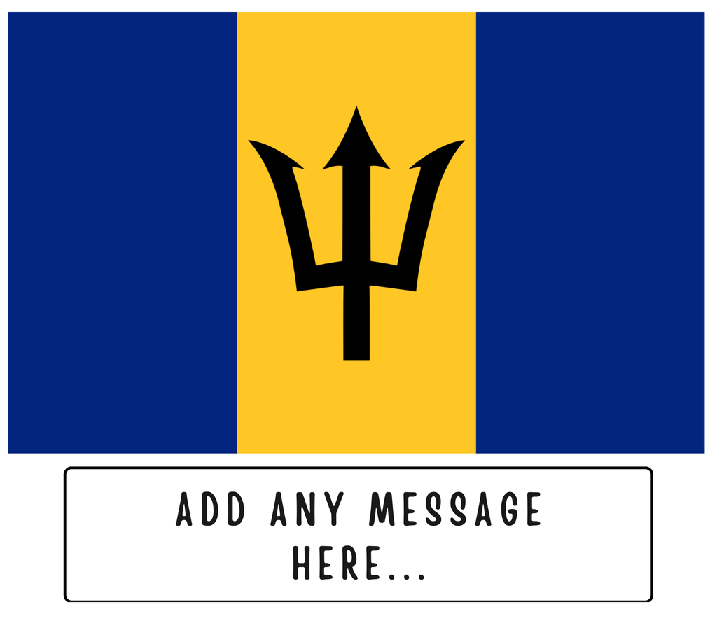 Personalised Barbados flag mug – flat source artwork with space for a personalised message