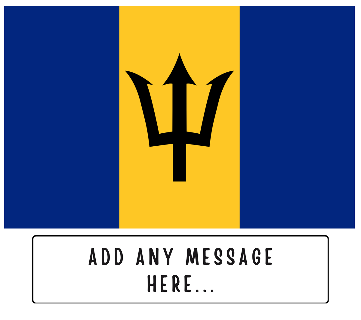 Personalised Barbados flag mug – flat source artwork with space for a personalised message