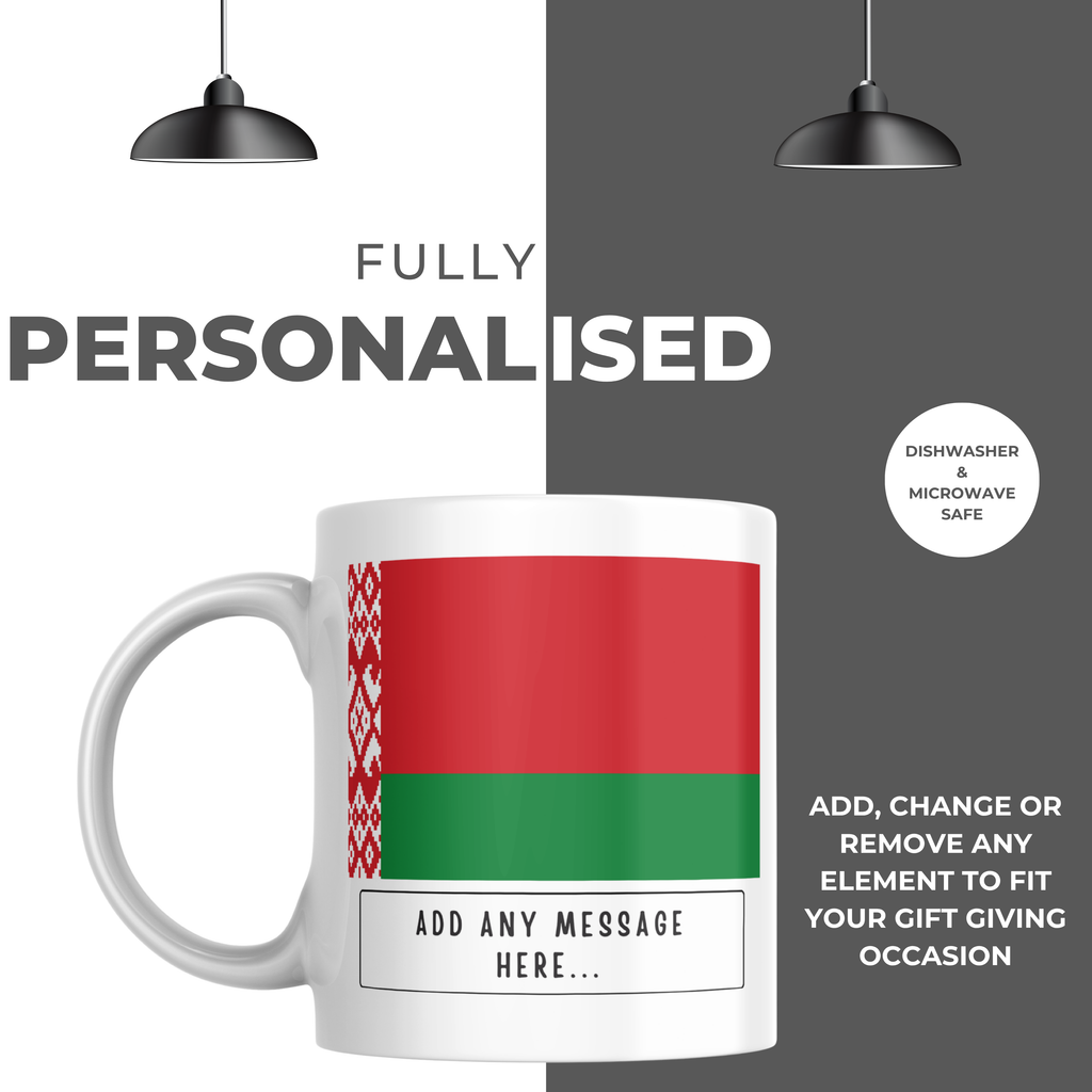 Personalised Belarus flag mug – personalisation and care information