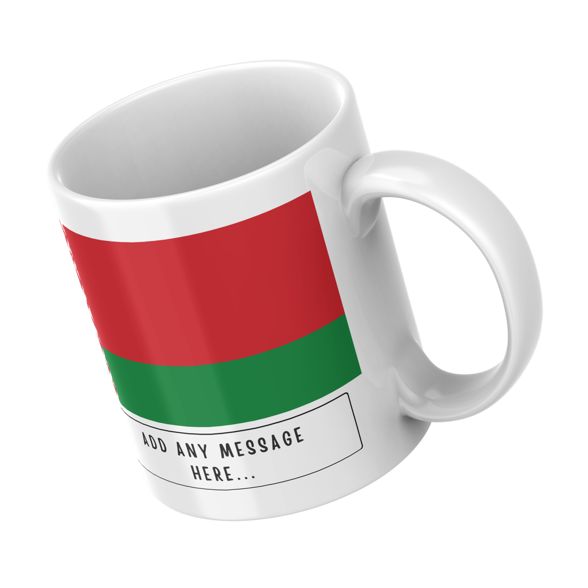 Personalised Belarus flag mug – angled view