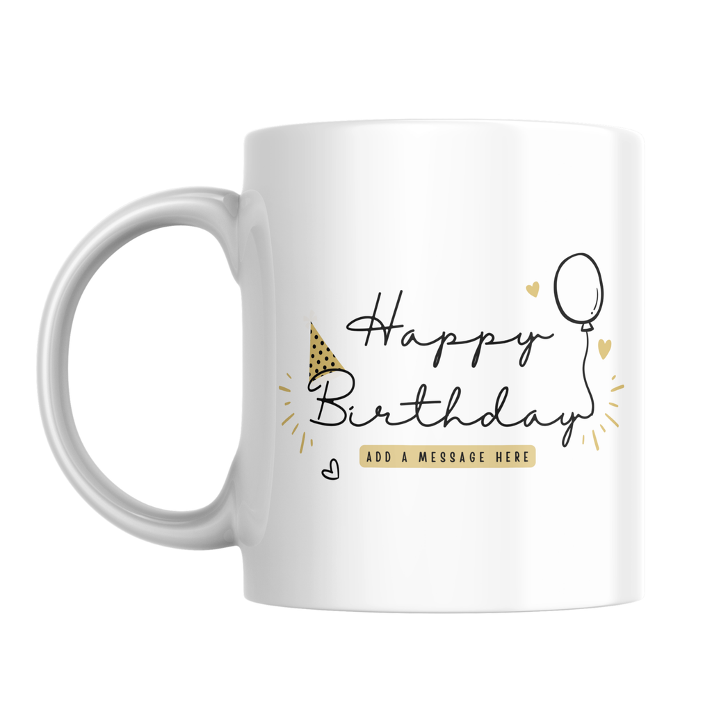 Birthday Balloon Script Mug – front view