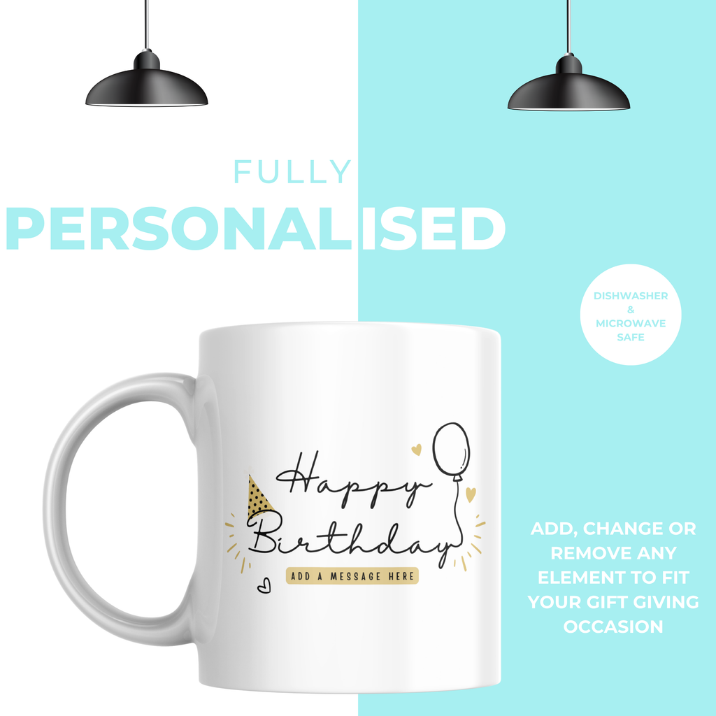 Birthday Balloon Script Mug – personalisation information