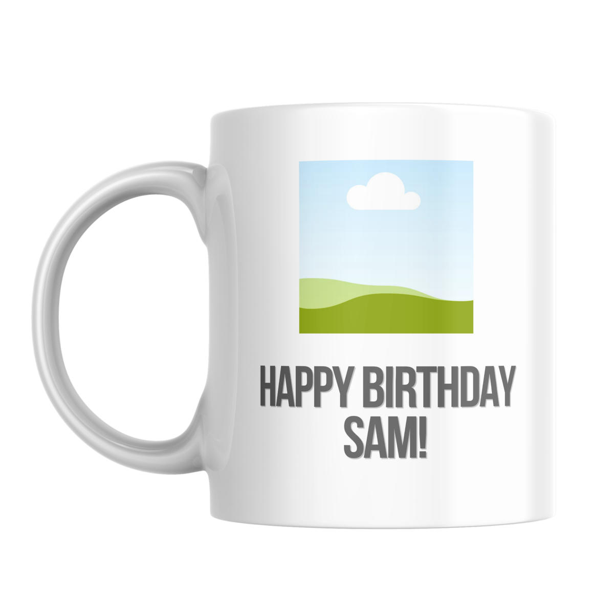 Birthday Portrait Mug – front view with photo placeholder