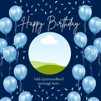 Blue Balloons Photo Birthday Mug – flat artwork showing photo placeholder