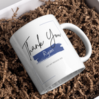 Blue Brushstroke Thank You Mug – gift presentation on paper packing