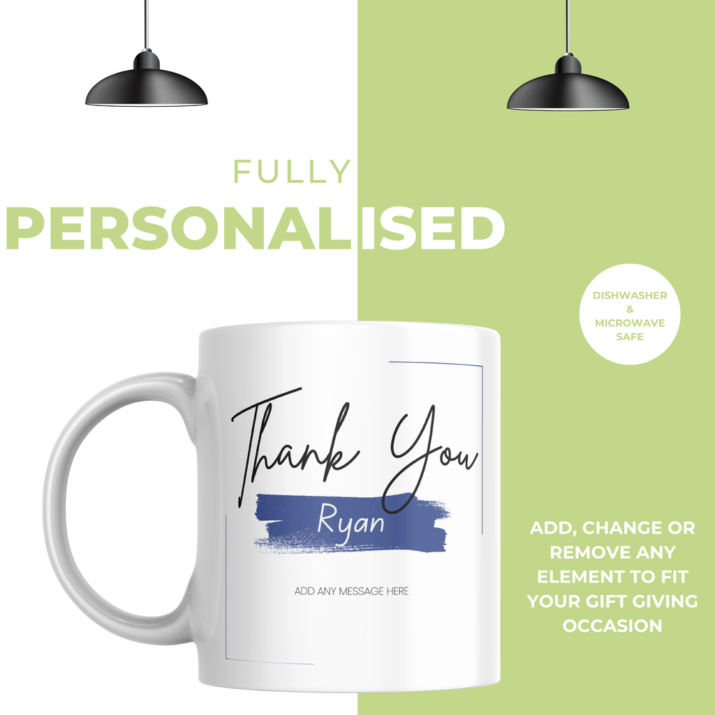 Blue Brushstroke Thank You Mug – personalisation information