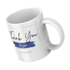 Blue Brushstroke Thank You Mug – angled view