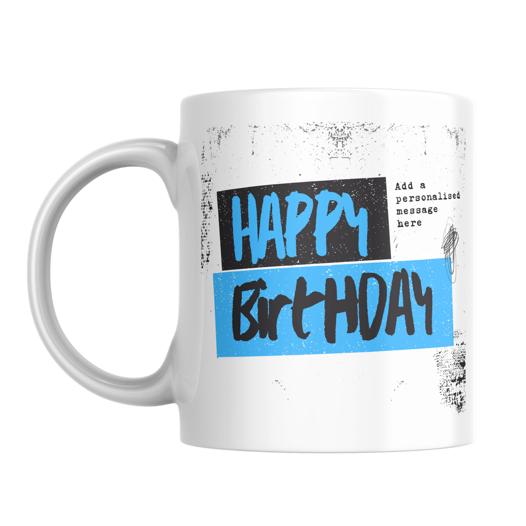 Blue Grunge Birthday Mug – front view