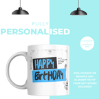 Blue Grunge Birthday Mug – personalisation information