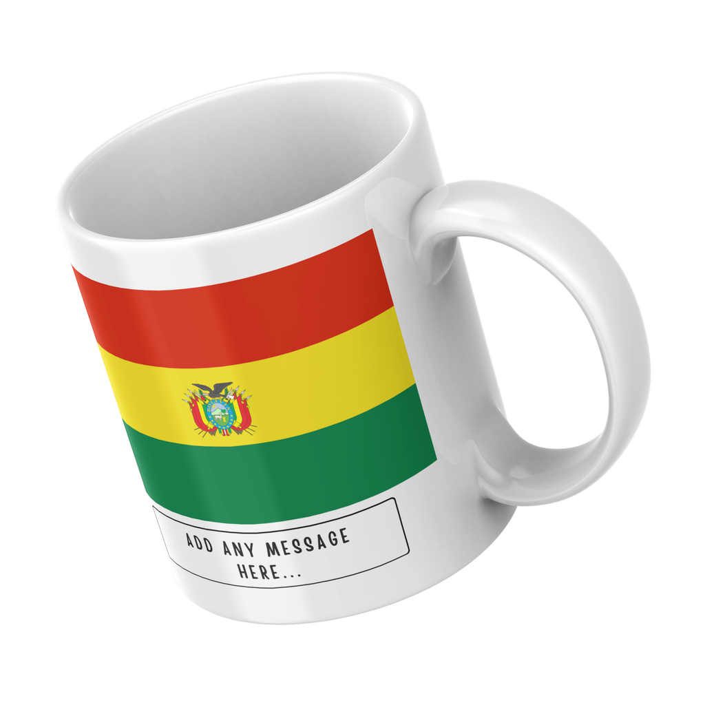 Personalised Bolivia flag mug – angled view