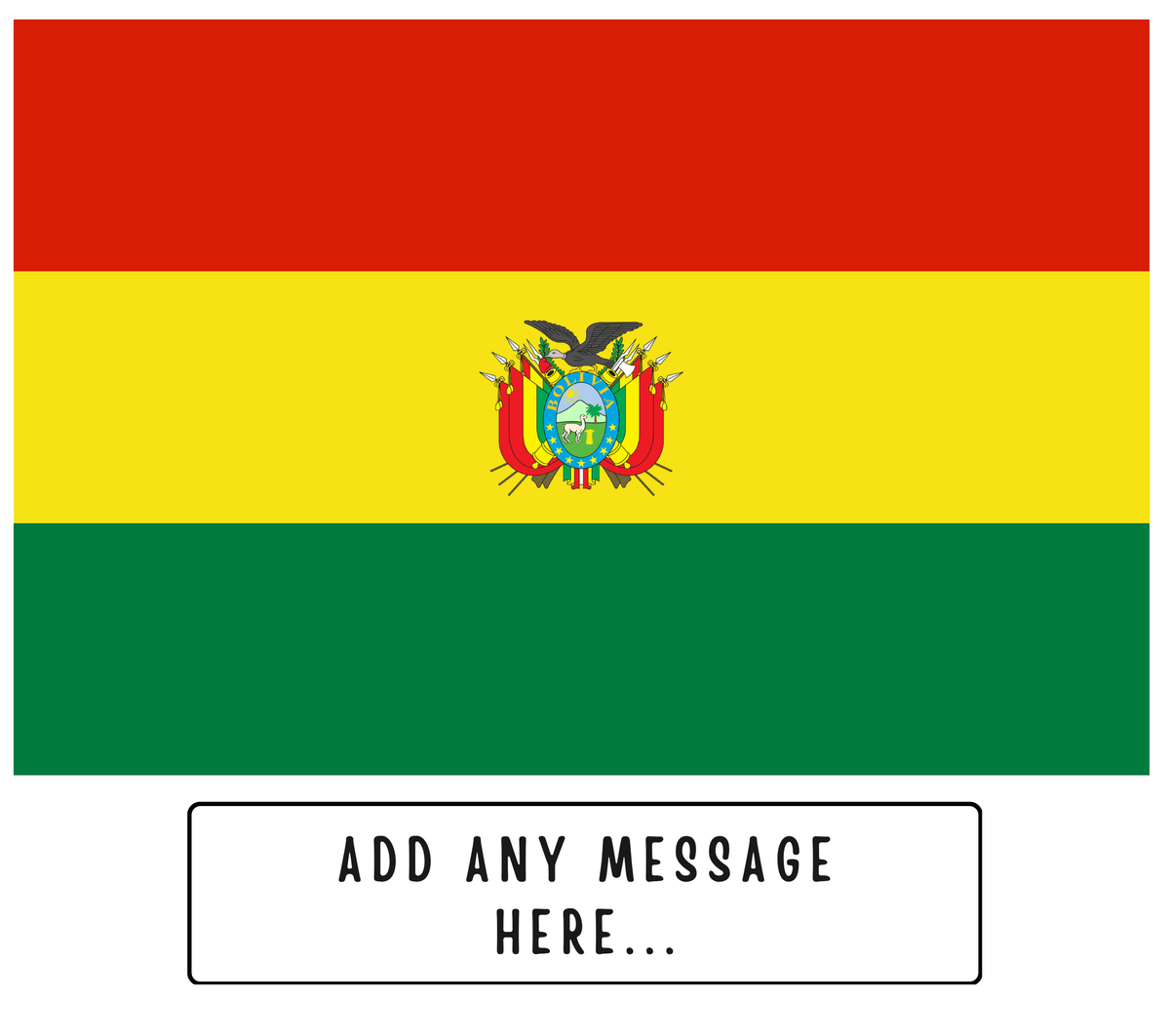 Personalised Bolivia flag mug – flat source artwork with space for a personalised message