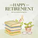 Books and Plant Happy Retirement Mug – original flat artwork