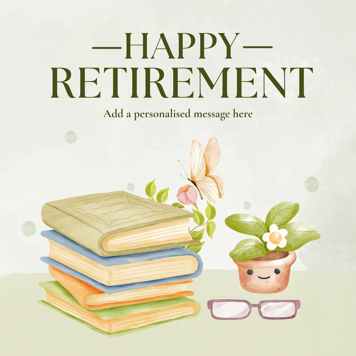 Books and Plant Happy Retirement Mug – original flat artwork