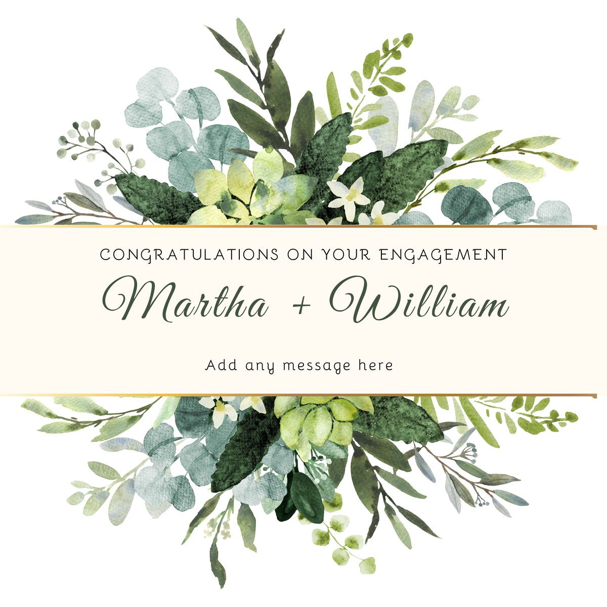 Botanical Greenery Engagement Mug – original flat artwork