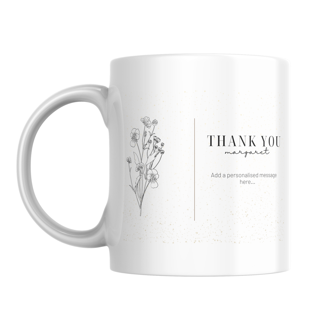 Botanical Thank You Name Mug – front view