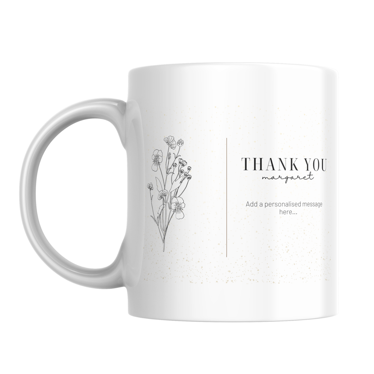 Botanical Thank You Name Mug – front view