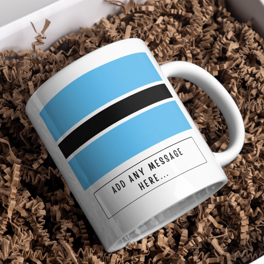 Personalised Botswana flag mug – gift presentation on paper packing