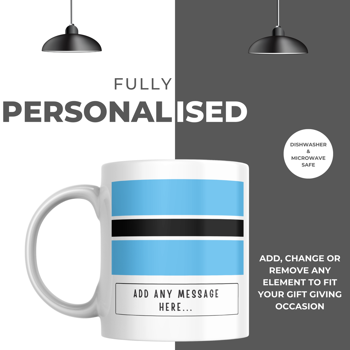 Personalised Botswana flag mug – personalisation and care information